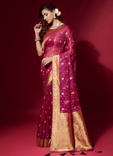 Dark Pink Colour RAJYOG AMULY SILK New Designer Festive Wear Heavy Organza Latest Saree Collection 25001